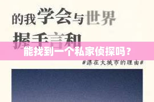 能找到一个私家侦探吗？