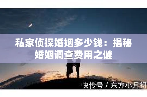 私家侦探婚姻多少钱：揭秘婚姻调查费用之谜
