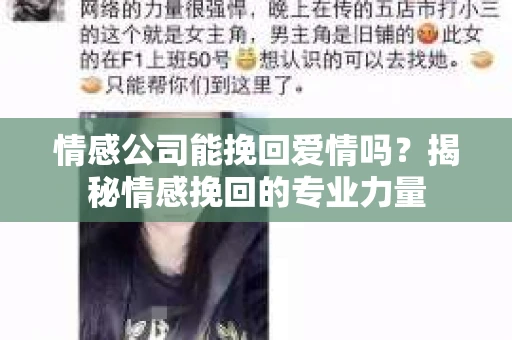情感公司能挽回爱情吗?揭秘情感挽回的专业力量 情感公司能挽回爱情吗?揭秘情感挽回的专业力量
